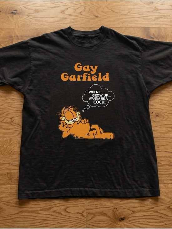 Gildan Tops - Black Garfield Graphic Tee with Orange